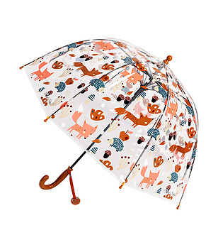 Прозрачен детски чадър с принт Горски животни снимка