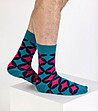 Комплект от 2 чифта мъжки памучни чорапи в синьо и циклама Hamlett-1 снимка