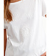 Дамска памучна широка тениска в бяло Letta-2 снимка