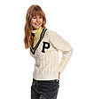 Ефектен пуловер в цвят екрю Kristin-3 снимка