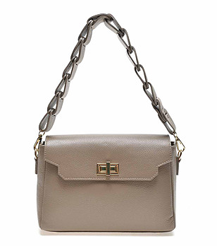 Дамска чанта от естествена кожа в цвят таупе Bretta снимка