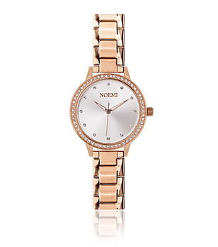 Розовозлатист часовник със сребрист циферблат и камъчета Tiffany снимка