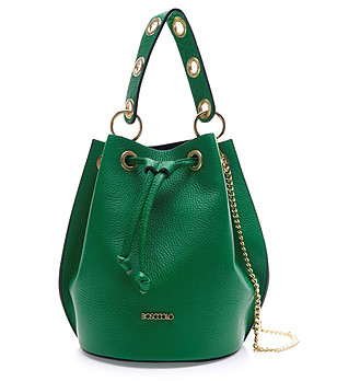 Ефектна кожена дамска чанта в зелен цвят Caryn снимка