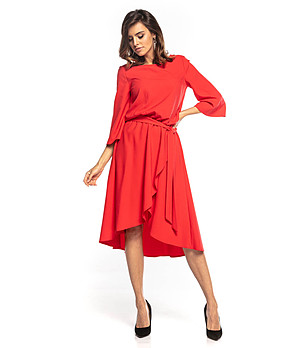 Червена рокля с асиметрична дължина Minelli снимка