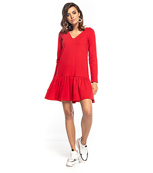 Червена рокля с памук Mevita снимка