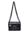 Черна дамска кожена чанта със змийски релеф Rikita-0 снимка