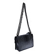 Черна дамска кожена чанта със змийски релеф Rikita-1 снимка