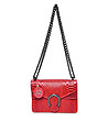 Червена дамска кожена чанта със змийски релеф Rikita-0 снимка