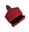 Червена дамска кожена чанта със змийски релеф Rikita-3 снимка