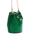 Ефектна кожена дамска чанта в зелен цвят Caryn-2 снимка