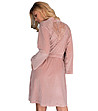 Розов дамски халат на райе Mikiss-4 снимка