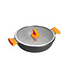 Плитка тенджера с оранжеви дръжки 28 см-0 снимка