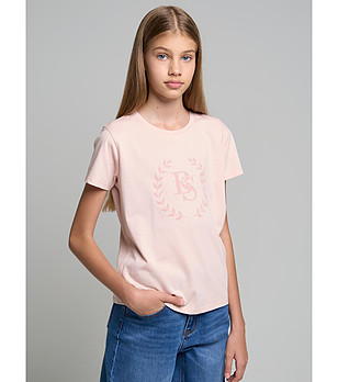 Памучна детска розова тениска Courtney снимка