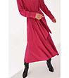 Дълга рокля с текстилен колан в розов цвят Matylda-3 снимка