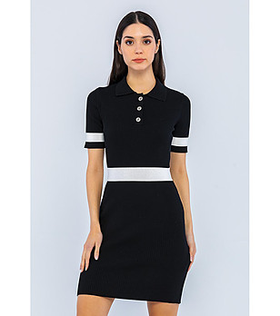 Рокля в черно и бяло от фино плетиво Kalona снимка