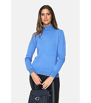 Дамски пуловер в син нюанс с кашмир и коприна Emma снимка