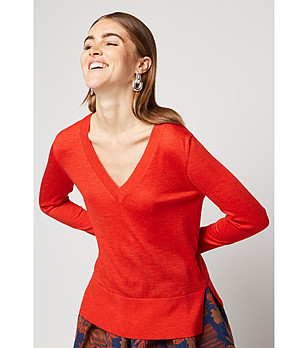Дамски вълнен пуловер в оранжев нюанс Dea снимка