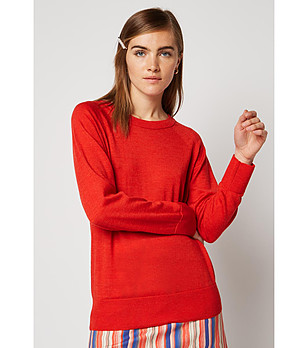 Вълнен дамски пуловер в червено-оранжев нюанс Rika снимка