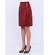 Червена кожена пола с цип Mia-3 снимка
