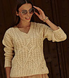 Дамски пуловер в светлобежово Kalona-0 снимка