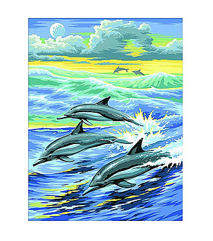 Картина за рисуване по номера Делфини 23х30 см снимка