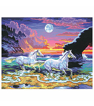 Картина за рисуване по номера Коне в морето 40х30 см снимка