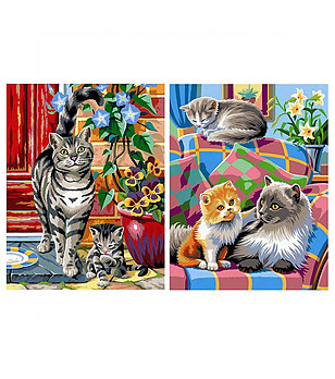 Две картини за рисуване по номера Котета снимка