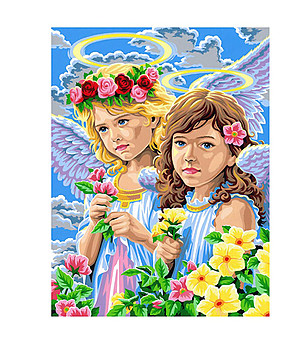 Картина за рисуване по номера Ангели 23х30 см снимка