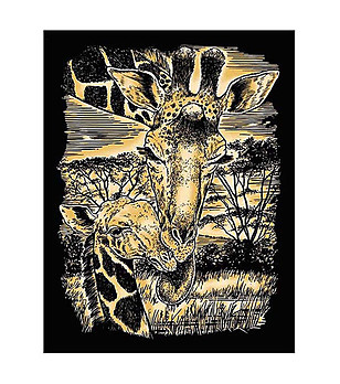 Комплект за гравиране на златна основа Жирафи снимка