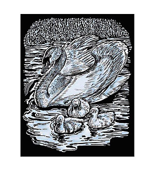 Комплект за гравиране на сребърна основа Лебед и патета снимка