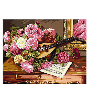 Картина за рисуване по номера Романтичен букет 40х30 см снимка