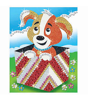 Направи си сам картина с блестящ пясък и пайети Куче 20х25 см снимка