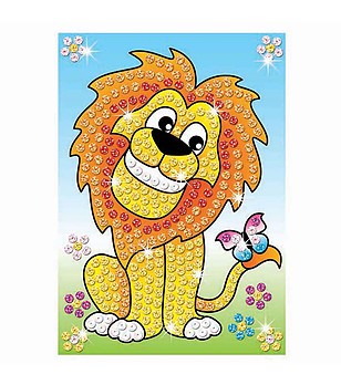 Два броя картини направи си сам картина с блестящ пясък и пайети Лъвчета снимка