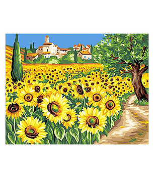 Картина за рисуване по номера Слънчогледи 40х30 см снимка