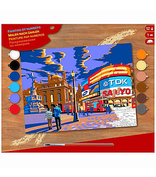 Картина за рисуване по номера Лондон Пикадили 30х40 см снимка