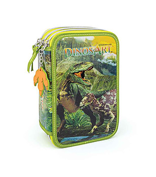 Ученически несесер с три секции Динозавър снимка