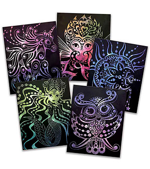 Творчески комплект със скреч карти и шаблони снимка