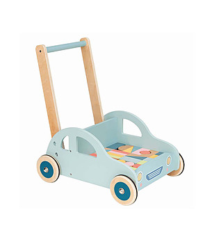 Дървена количка за прохождане с конструктор Автомобил снимка