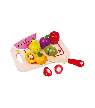 Дървени плодове за рязане с дъска снимка