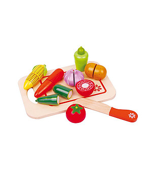 Дървени зеленчуци за рязане с дъска снимка