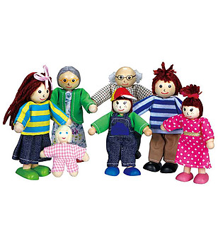 Комплект дървени кукли Голямо семейство 7 части снимка