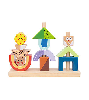 Дървена игра със сенки за подреждане и нанизване снимка