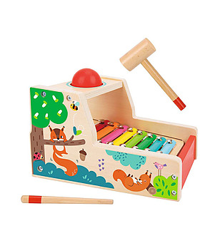 Дървена игра с топче и ксилофон 2 в 1 снимка
