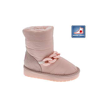 Розови детски топли боти с декоративна верижка снимка