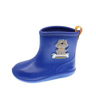 Сини детски гумени ботуши с апликация куче снимка