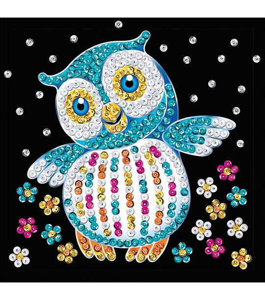 Направи си сам картина с пайети Бухалче 17х17 см снимка