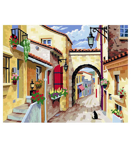Картина за рисуване по номера Тиха уличка 40х30 см снимка