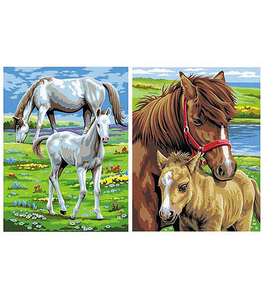 Две картини за рисуване по номера Коне снимка