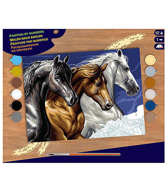 Картина за рисуване по номера Диви коне 40х30 см снимка