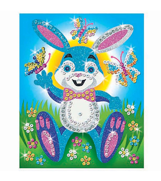 Направи си сам картина с блестящ пясък и пайети Зайче 20х25 см снимка